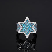Iced Star Of David Ring White Gold - iGT