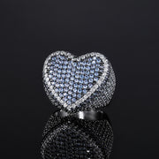 Iced Heart Shape Ring White Gold - iGT