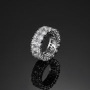Two Row Iced Ring In White Gold - iGT