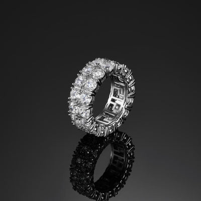 Two Row Iced Ring In White Gold - iGT