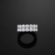 Two Row Iced Ring In White Gold - iGT