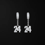 S925 Moissanite Iced Number Dangle Hoop Earrings