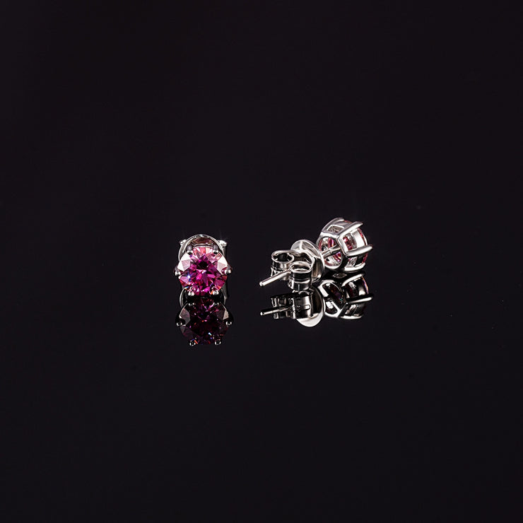 Certified Pink Moissanite Stud Earrings-2.00CT Total