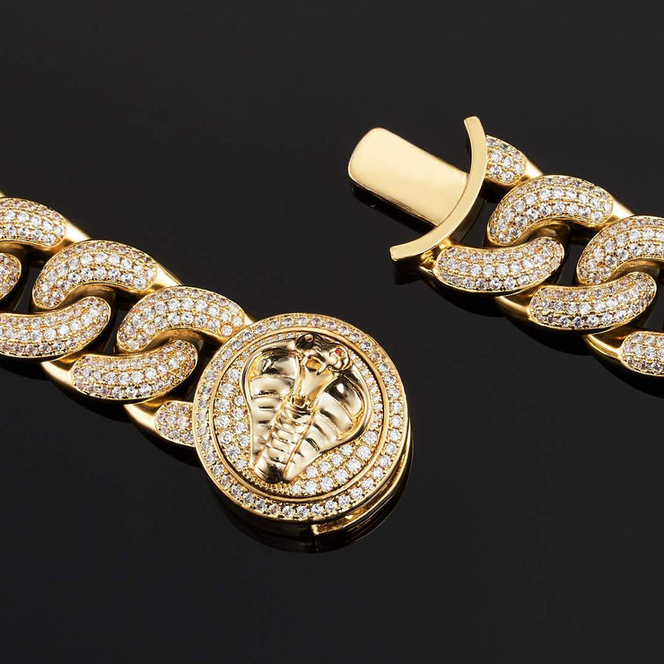 19mm Cuban Link Bracelet in Yellow Gold