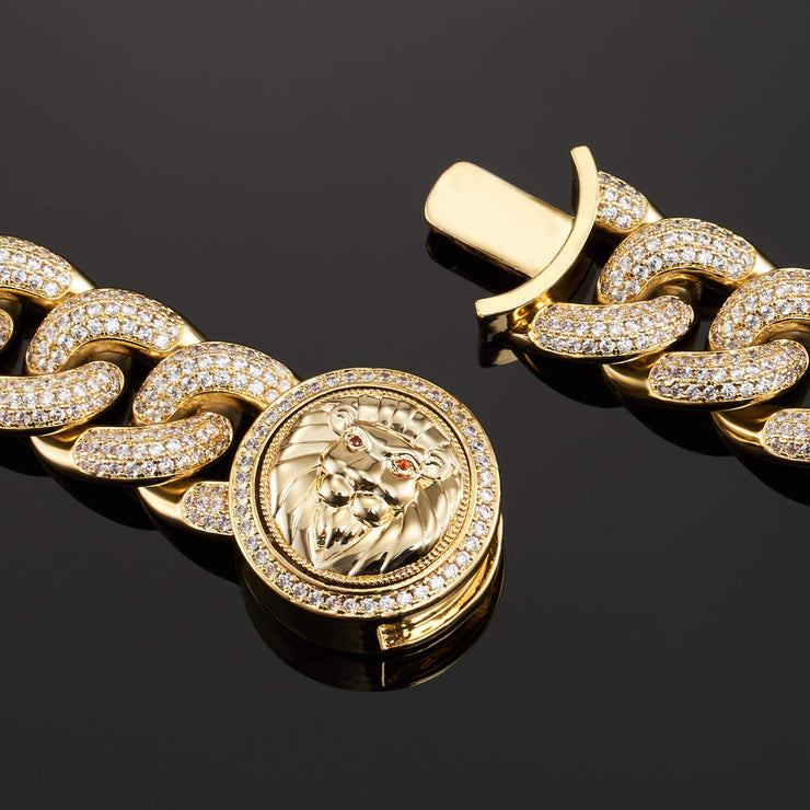 19mm Cuban Link Bracelet in Yellow Gold