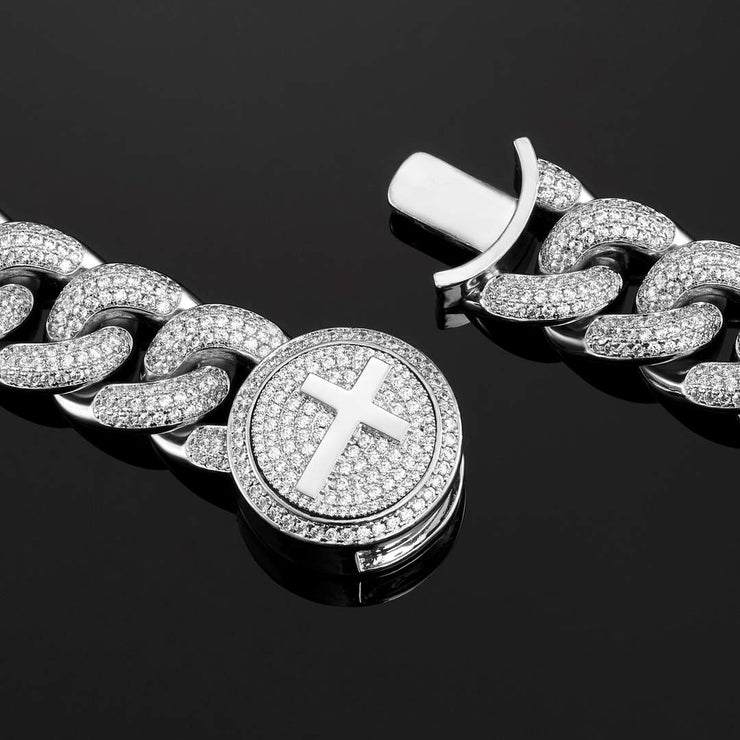 19mm Cuban Link Bracelet in White Gold