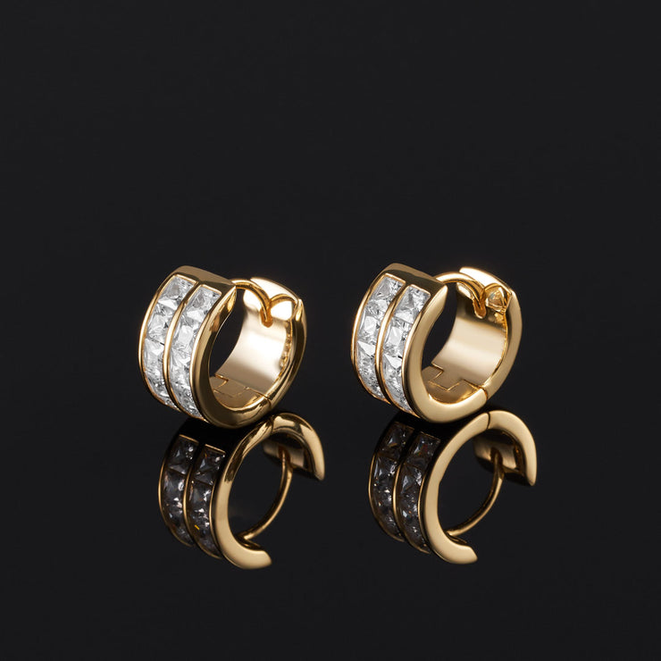 Diamond Cut Hoop Huggie Earrings