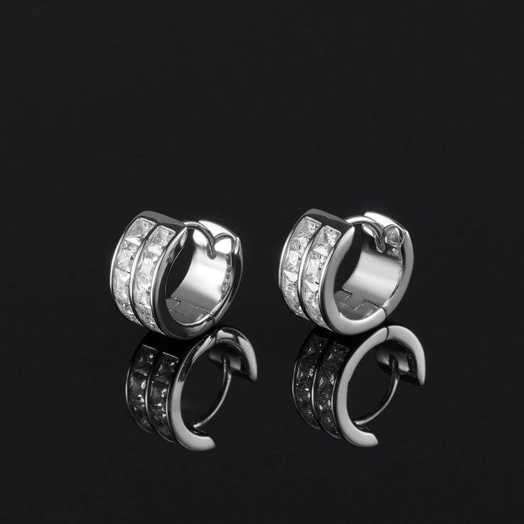 Diamond Cut Hoop Huggie Earrings