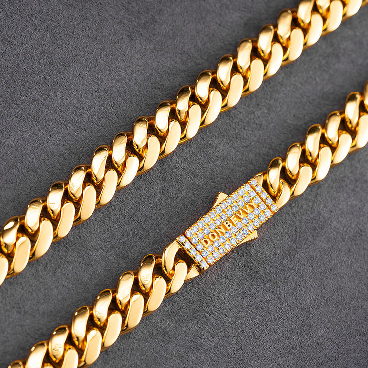10mm S925 Miami Cuban Chain With Moissanite Clasp