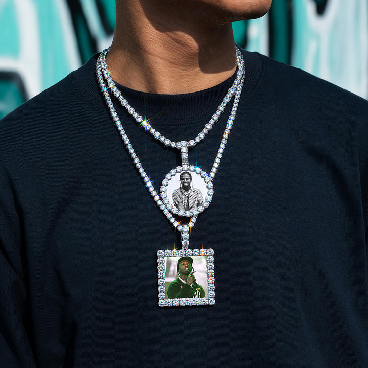 S925 Custom Round Moissanite Photo Pendant-24.00 CARAT TOTAL