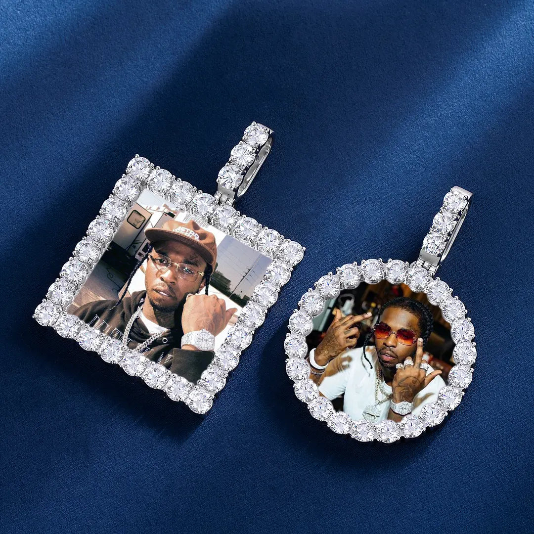 S925 Custom Round Moissanite Photo Pendant-24.00 CARAT TOTAL