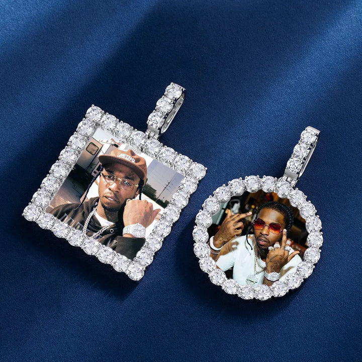 S925 Custom Round Moissanite Photo Pendant-24.00 CARAT TOTAL