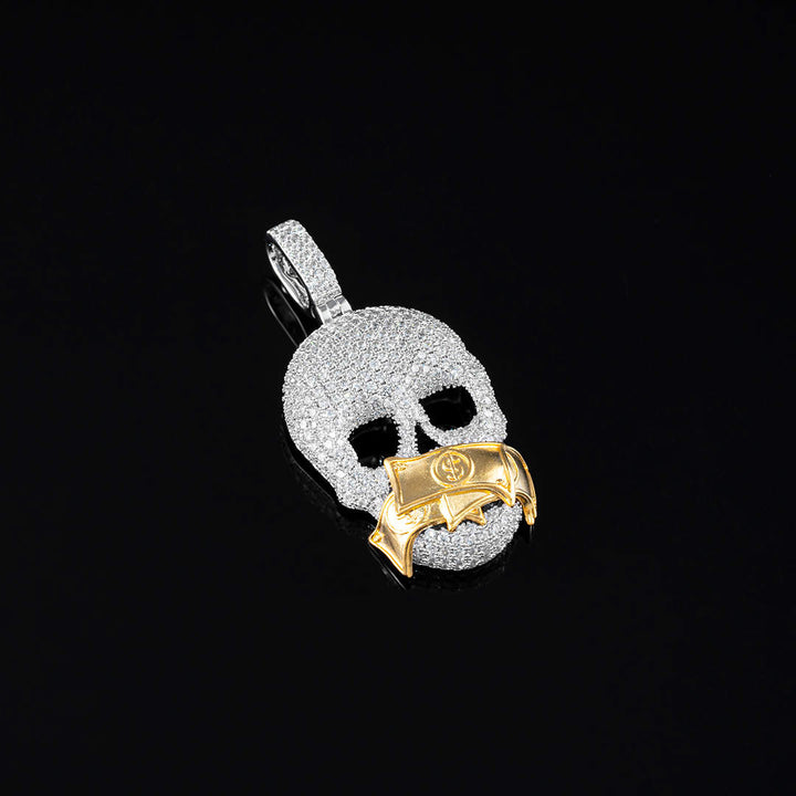 Speak No Evil Skull Pendant with US Dollar Bills