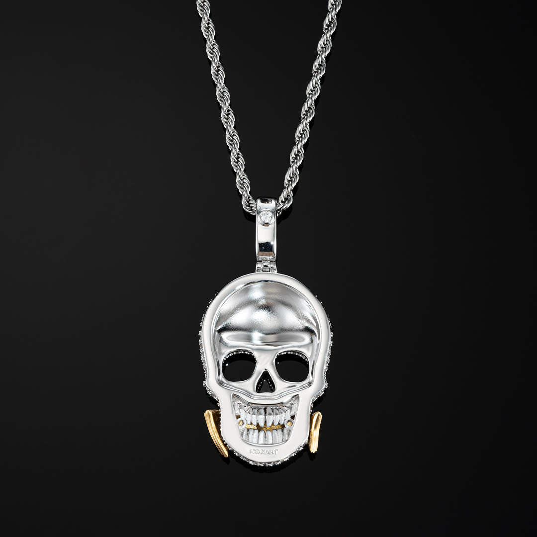 Speak No Evil Skull Pendant with US Dollar Bills