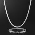 5mm Tennis Chain & Bracelet Set in White Gold [2PCS/SET]