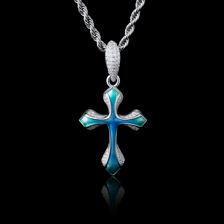 Moissanite Enamel Cross Pendant