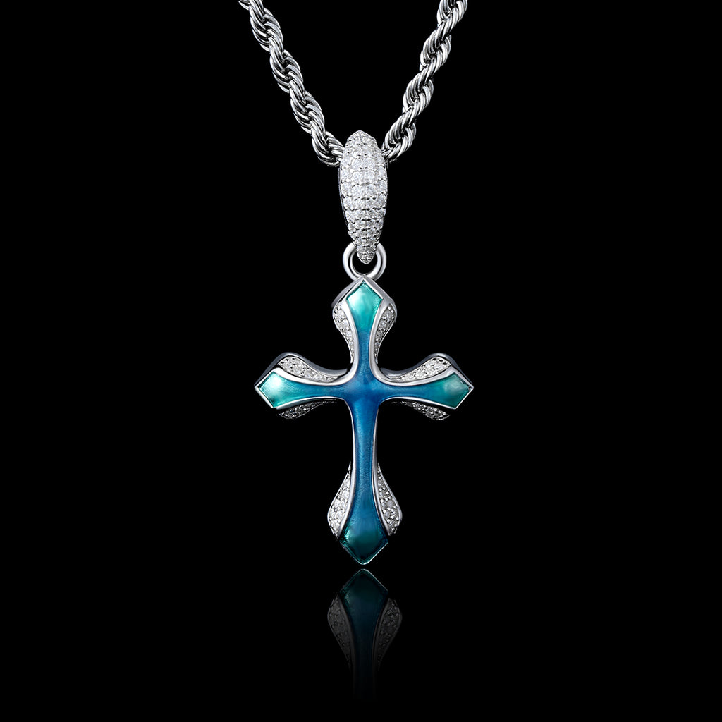Moissanite Enamel Cross Pendant