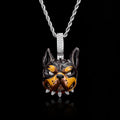 Moissanite Enamel French Bulldog Pendant