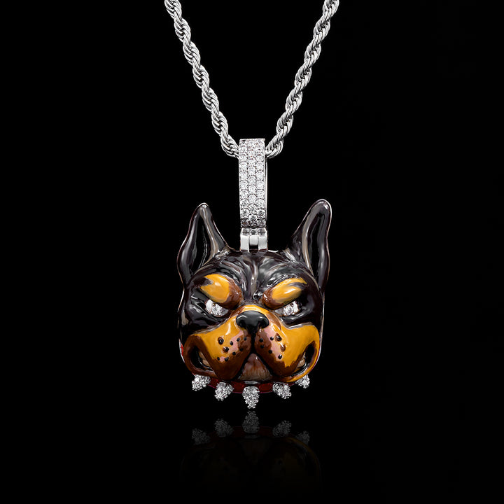 Moissanite Enamel French Bulldog Pendant