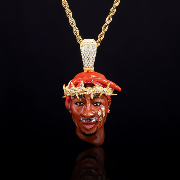 Custom Moissanite Enamel 2pac Pendant