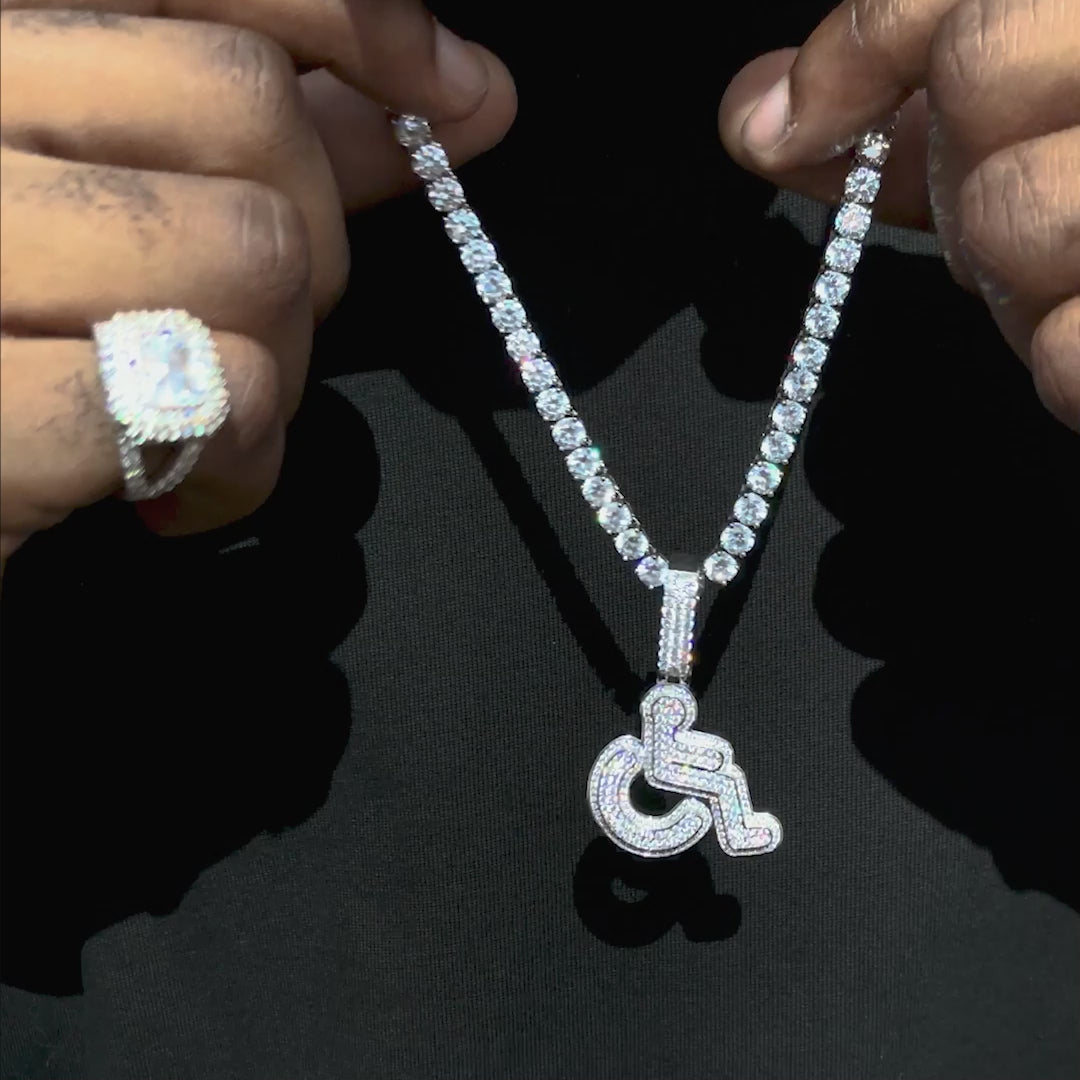 S925 Moissanite Layered Wheelchair Symbol Pendant