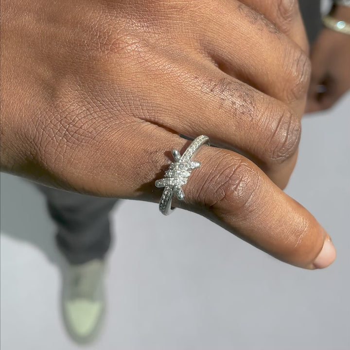 Moissanite Barbed Wire Ring