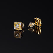 2 Pairs Pack White / Yellow Gold Convex Square Earrings