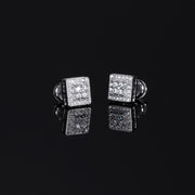 925 Sterling Silver Convex Square Earrings