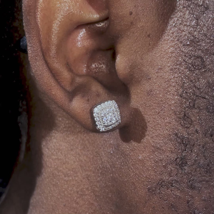 Moissanite Square Cluster Stud Earrings