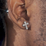 Clustered Cross Moissanite Stud Earrings