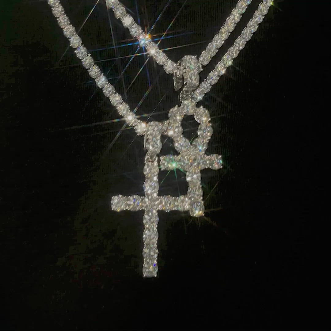 13CT Blue Moissanite Cross Pendant