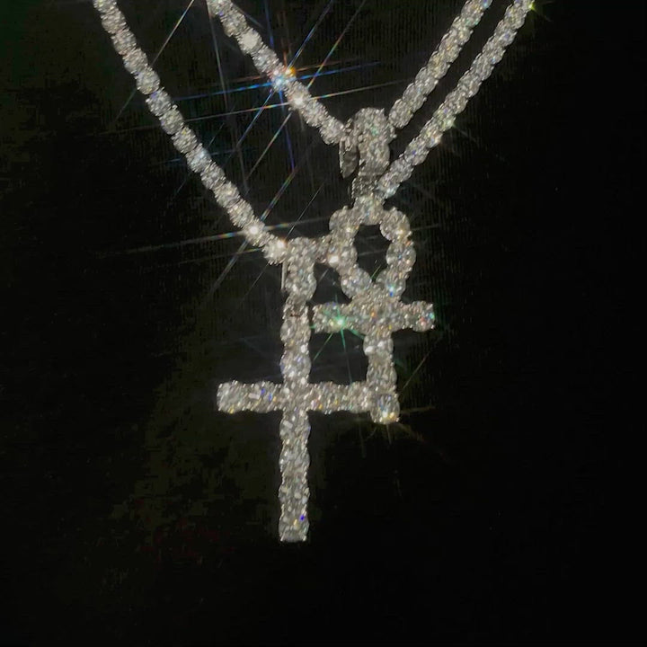 13CT Blue Moissanite Cross Pendant