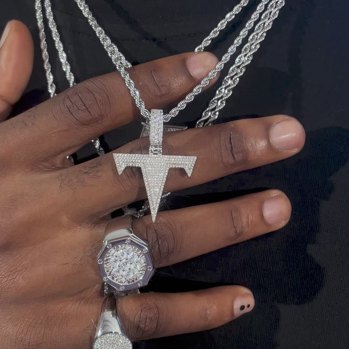 Custom Made T Moissanite Pendant