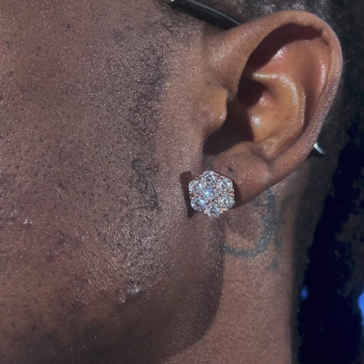 Moissanite Cluster Hexagon Earrings-4.2CT Total