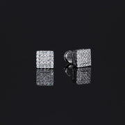 2 Pairs Pack White / Yellow Gold  2 Layer Square Earrings