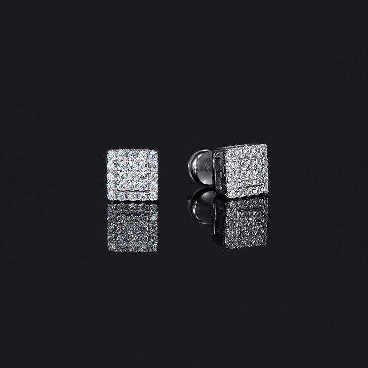 925 Sterling Silver 2 Layer Square Earrings