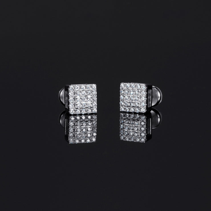 925 Sterling Silver 2 Layer Square Earrings