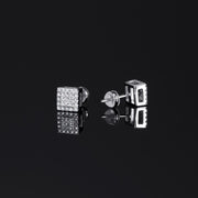 2 Pairs Pack White / Yellow Gold  2 Layer Square Earrings