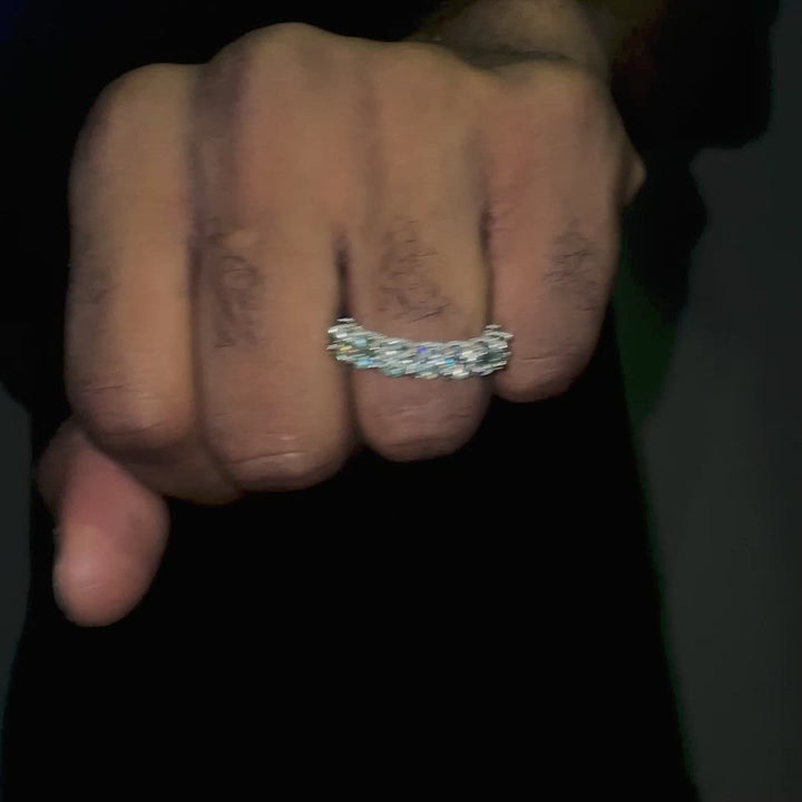 5mm Iced Out Blue Moissanite Eternity Ring