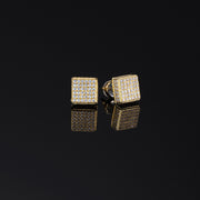 925 Sterling Silver Pave Square Earrings