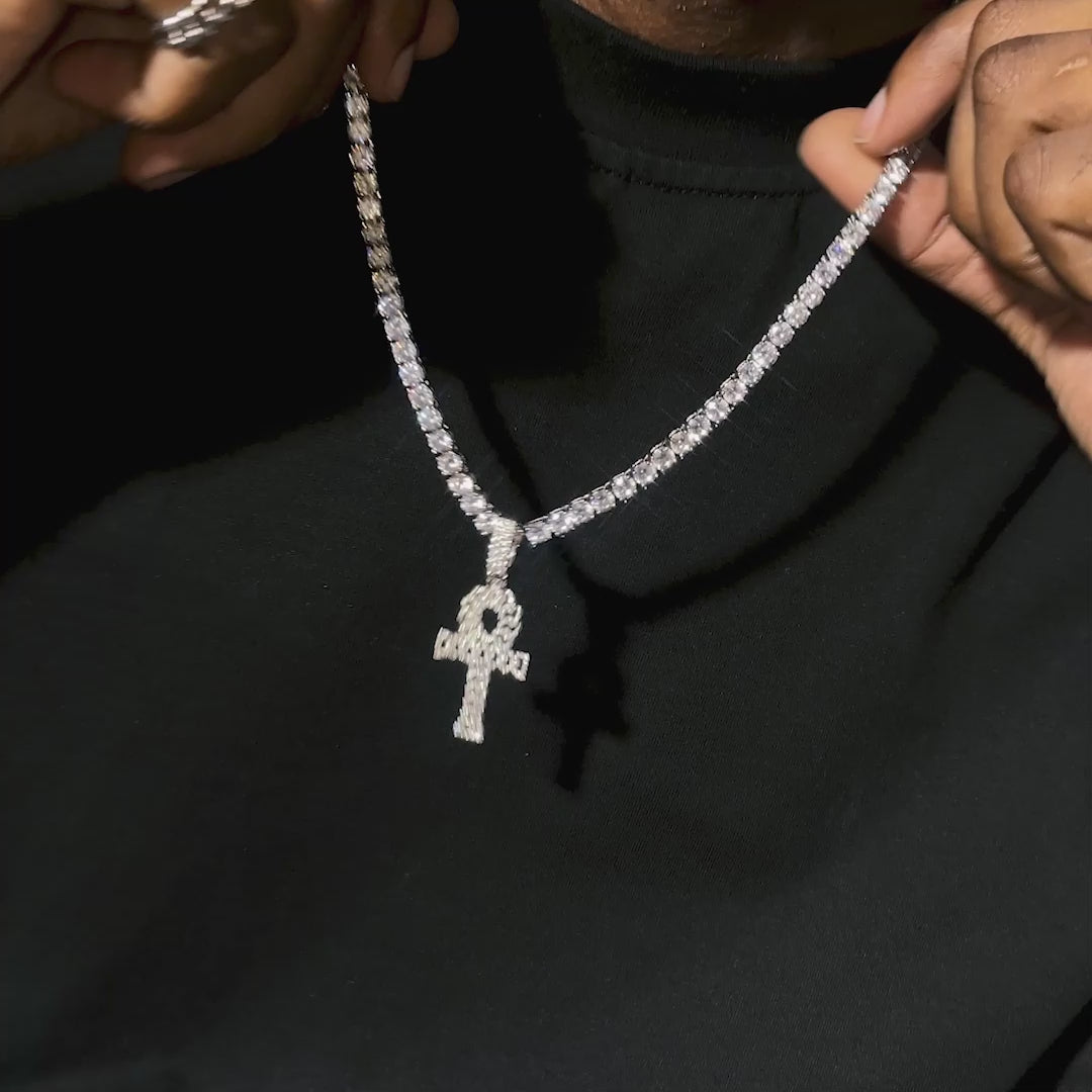 Moissanite Iced Ankh Pendant