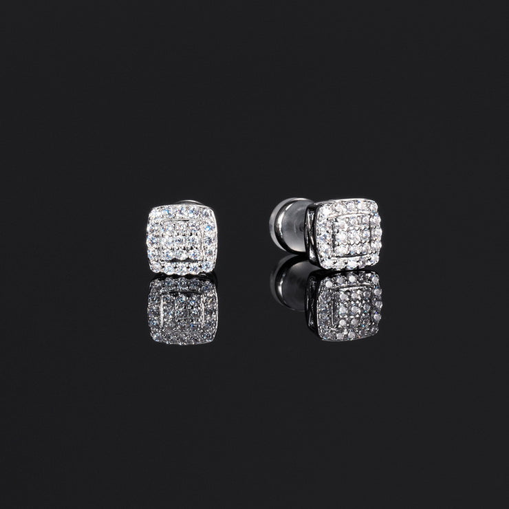 925 Sterling Silver 2 Layer Cushion Earrings
