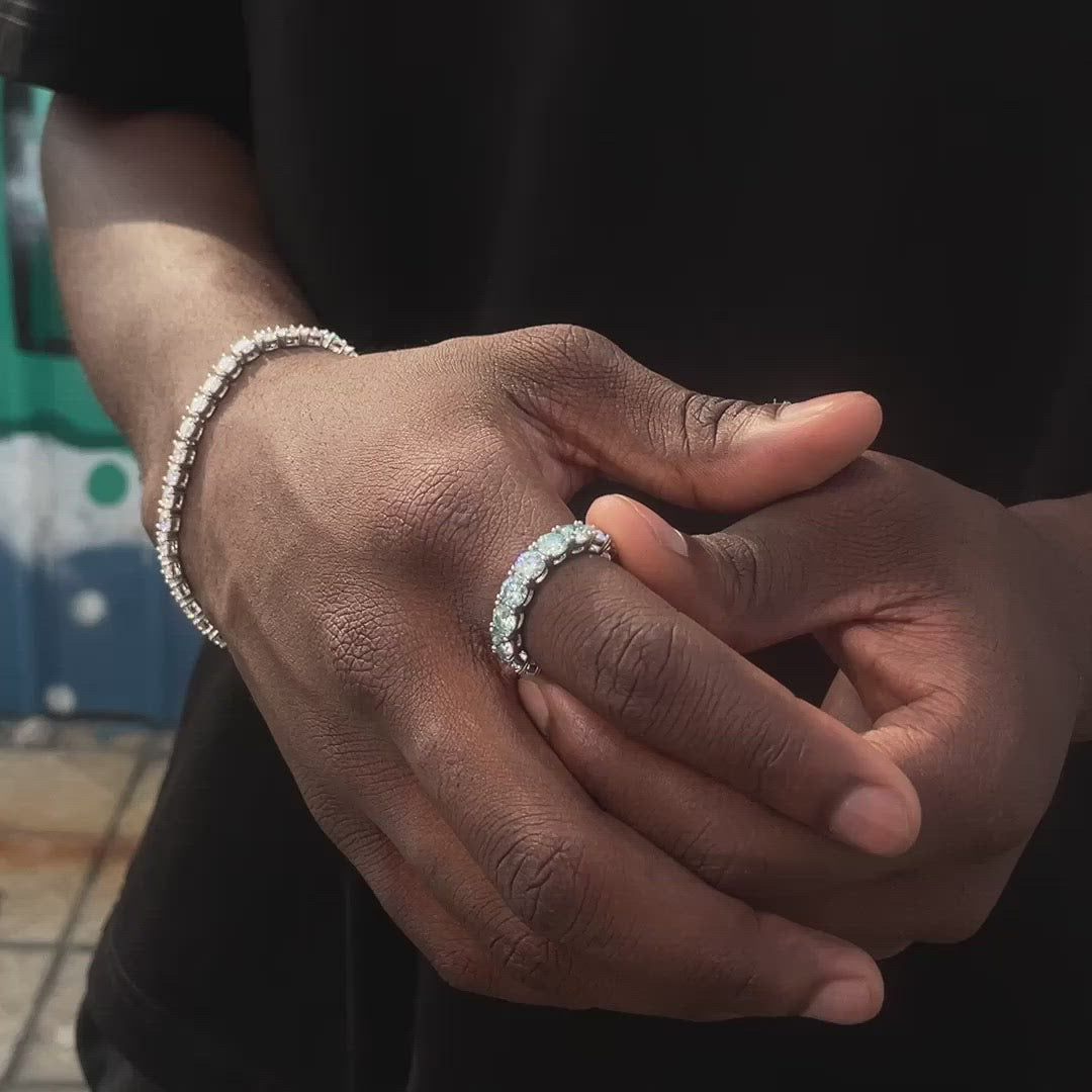 5mm Blue Moissanite Eternity Ring