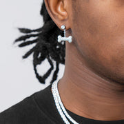 925 Sterling Silver Iced Bone Earrings