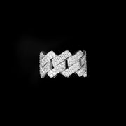 13mm 925 Sterling Silver Moissanite Prong Cuban Link Ring