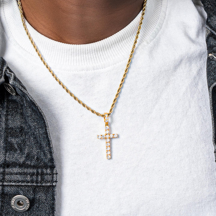 925 Sterling Silver Moissanite Cross Pendant 2.1ct