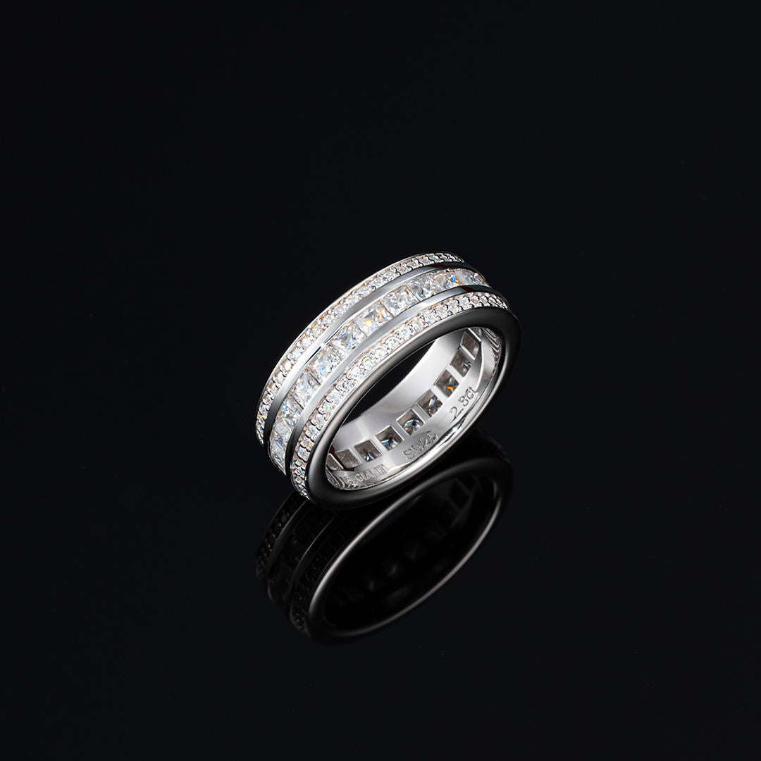 S925 Moissanite Single Row Baguette Band Ring