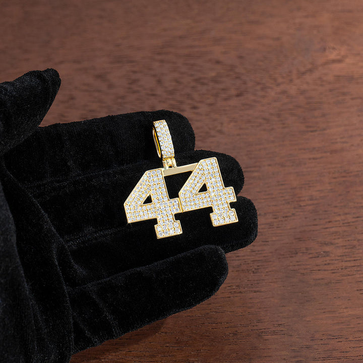 925 Sterling Silver Iced Number Pendant