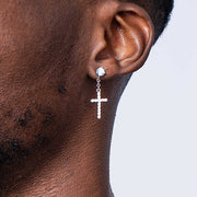 925 Sterling Silver Stud Cross Dangle Earrings