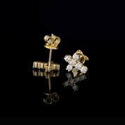 14K Solid Gold Micro Cross Moissanite Stud Earring